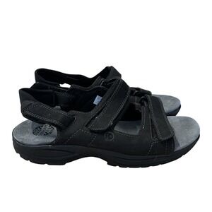 Dunham Black Leather Hook and Loop Strap Walking Sandals MCR4558K Men's 14 4E